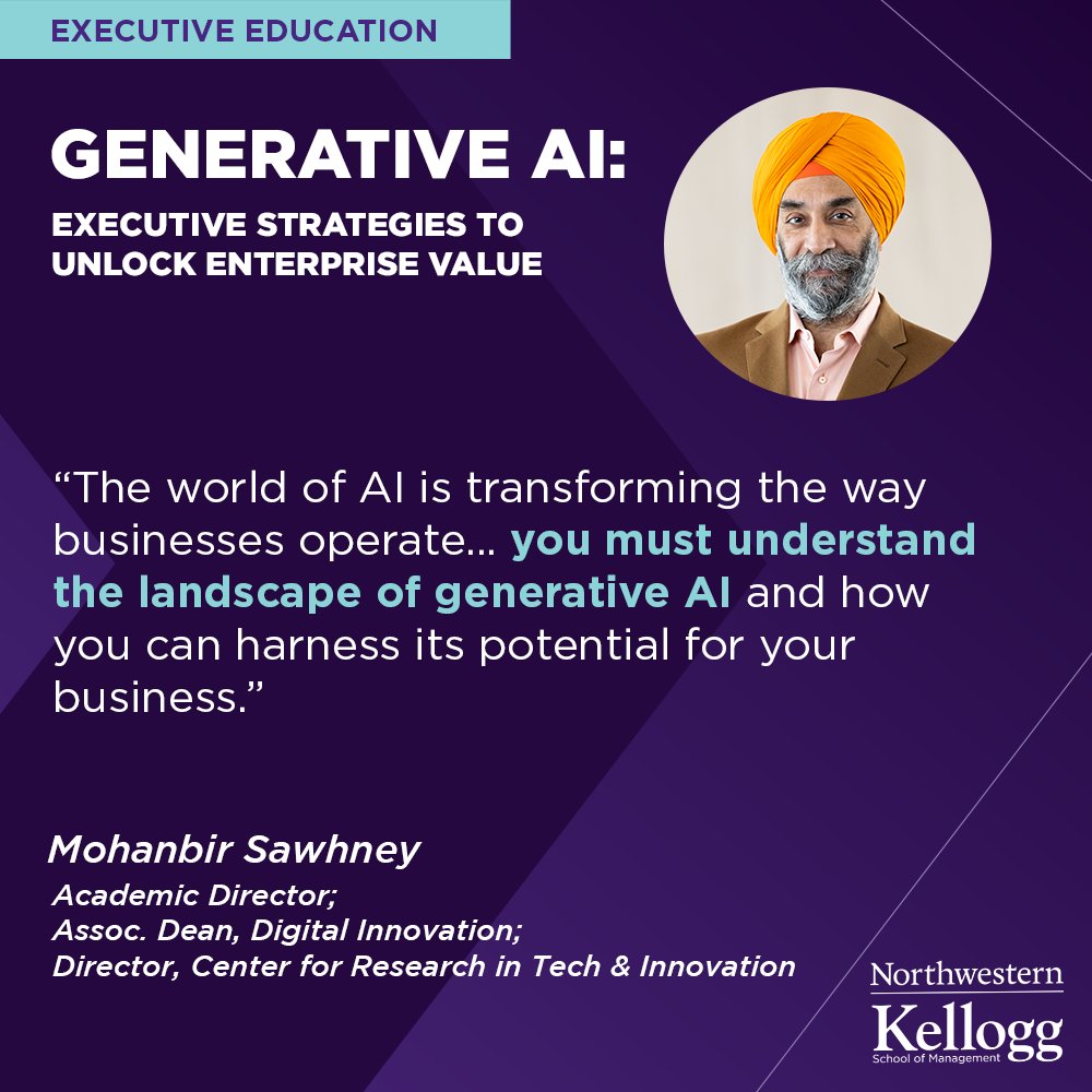 Generative AI continues to disrupt industries –– are you prepared to harness its potential? Due to overwhelming demand, a new session of Generative AI: Executive Strategies to Unlock Enterprise Value, has been added for September. Register today: kell.gg/tgenai