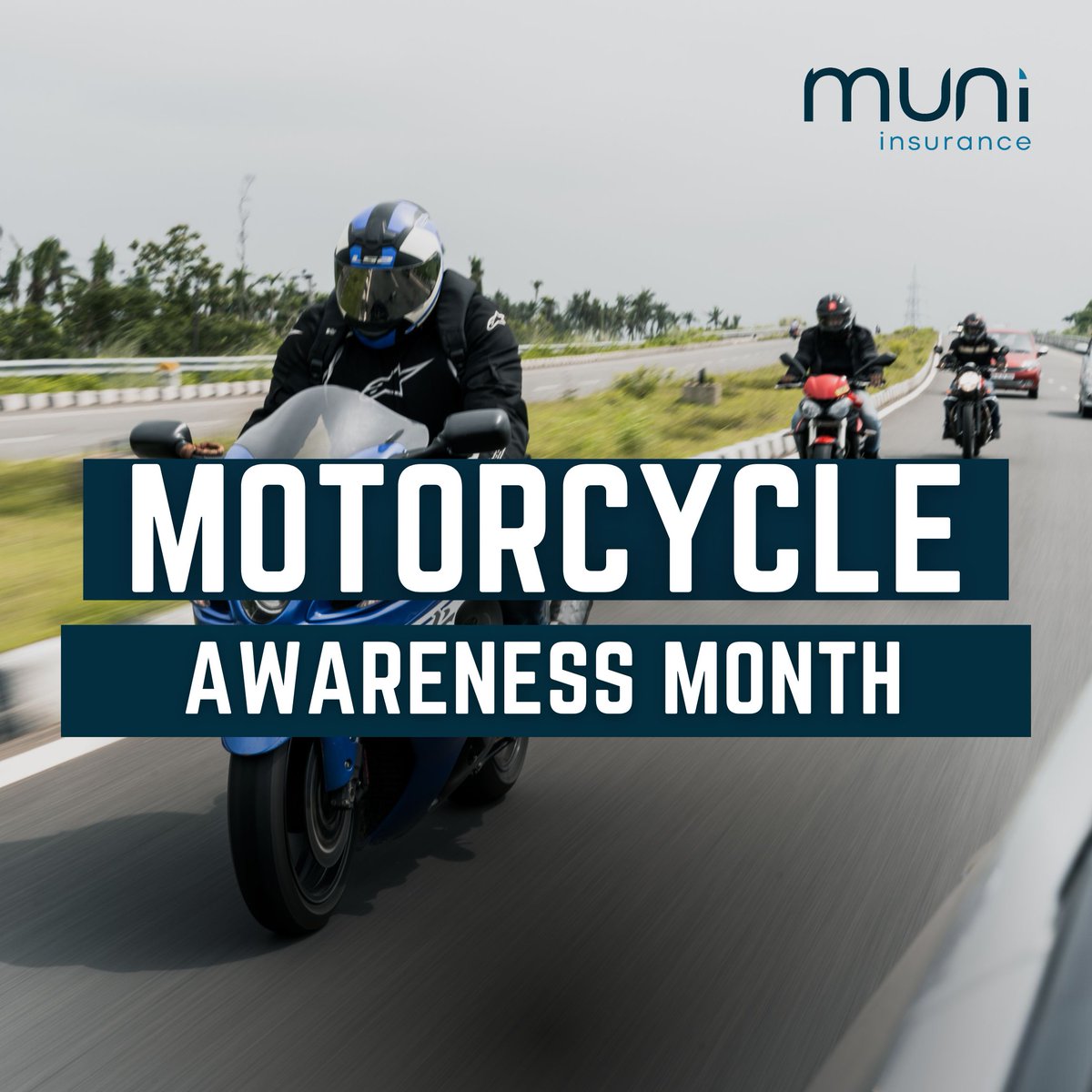 This month and every month, let's all commit to safe and responsible riding and driving. 

Drivers, remember to leave extra space when passing motorcycles! 

#muniinsurance #motorcyclesafetymonth #motorcycleawarenessmonth