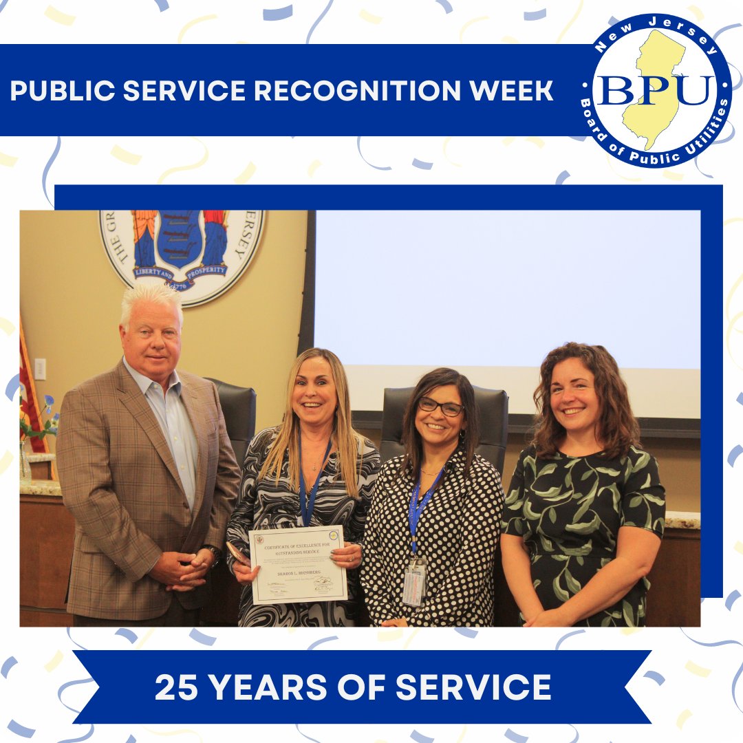 Join us in congratulating our employees who were recognized this week for reaching 15, 20, & 25 years of service in State government! 🎉 Your invaluable contributions to NJBPU & the State of New Jersey are truly commendable & greatly appreciated. #PublicServiceRecognitionWeek