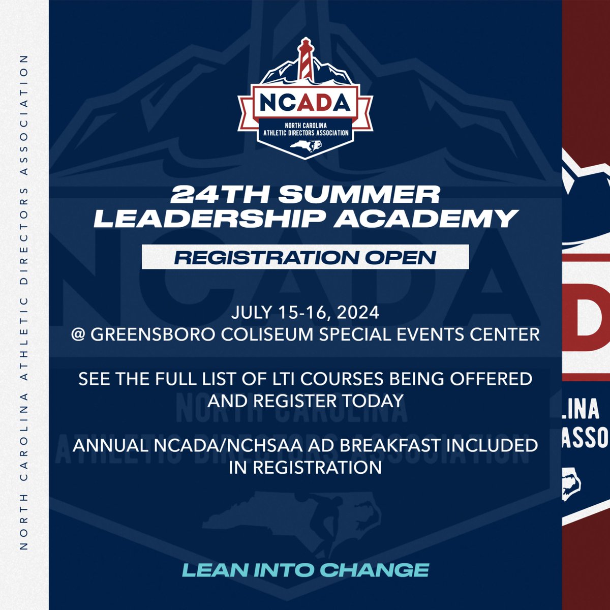 Registration is now open for our 24th Summer Leadership Academy this July 15-16 in Greensboro! Check out the slate of LTI Courses being offered register soon! ncada.net/summer-leaders…