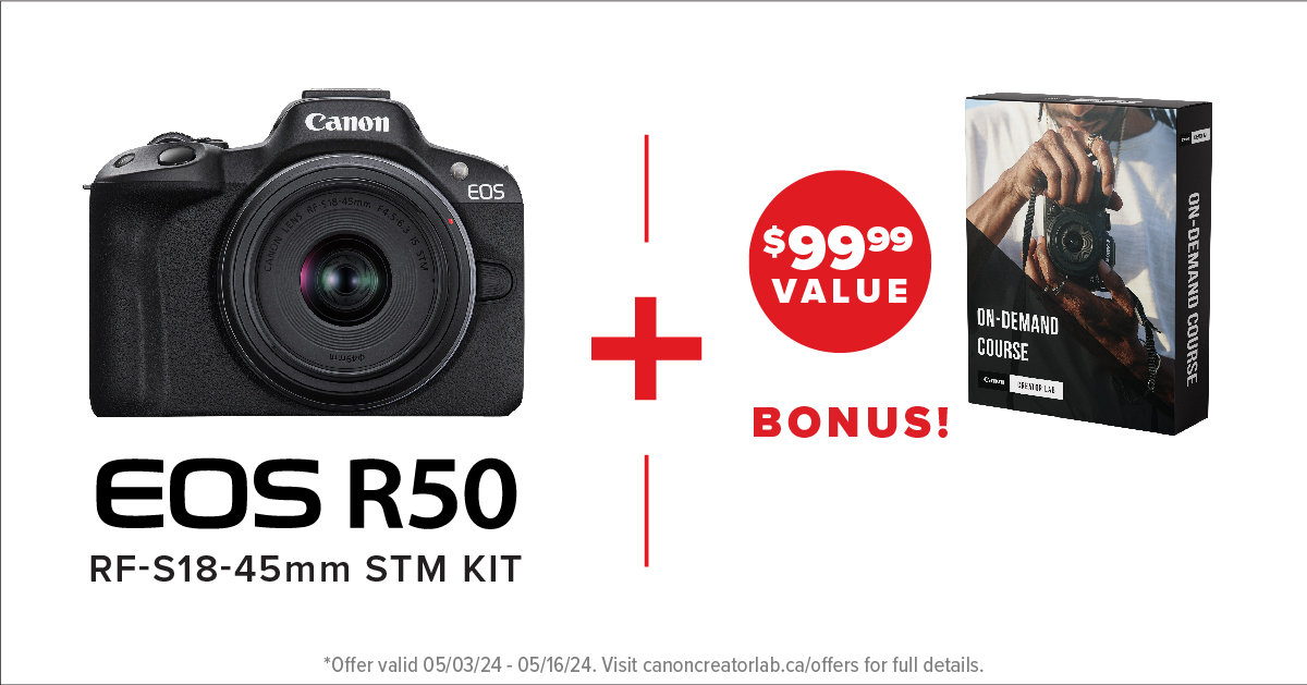 Ready to Upgrade Your Content? Have fun creating content with the small and lightweight EOS R50. Available now for just $899.99! Shop Now: bit.ly/44pSFjc