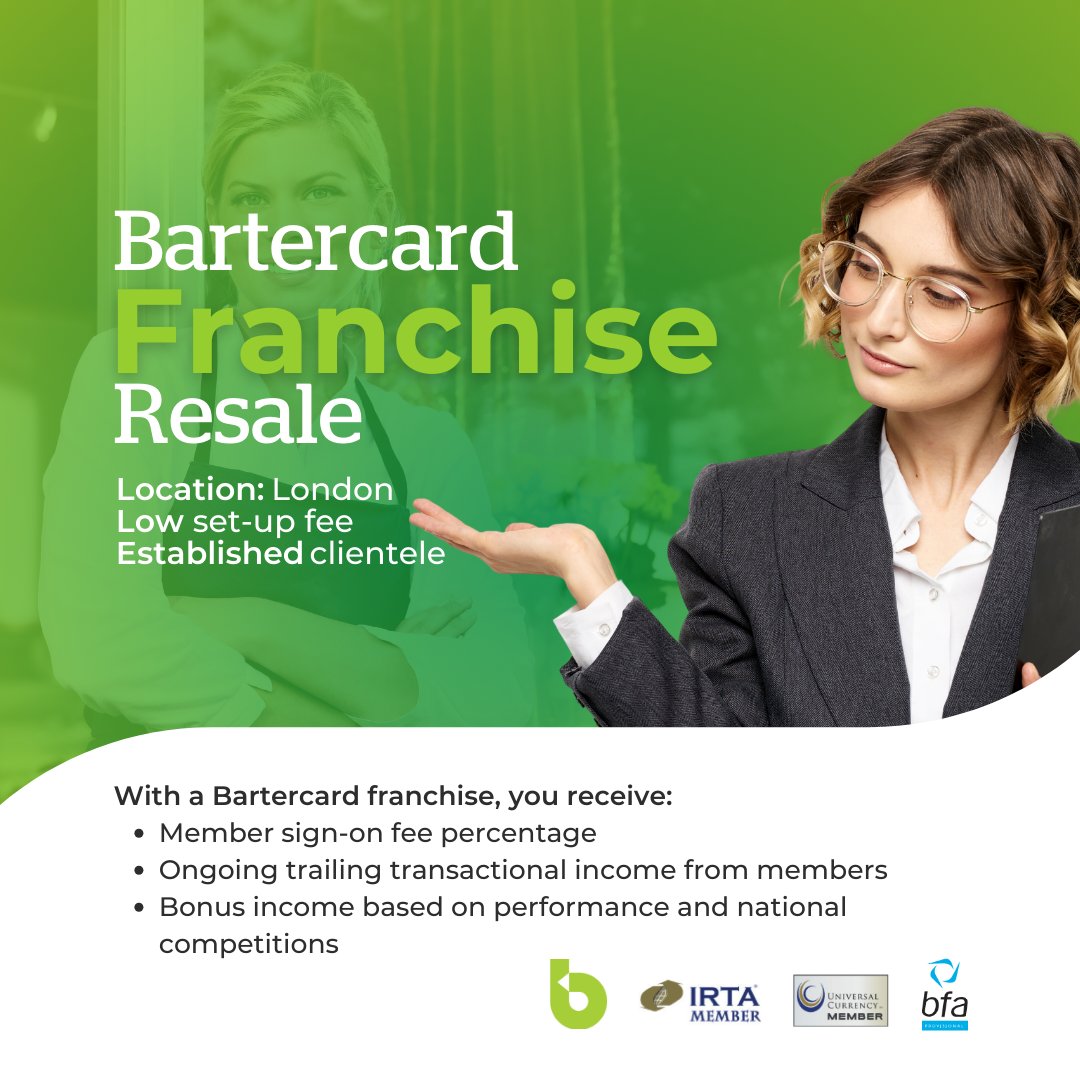 Bartercard (@bartercard) on Twitter photo This resale opportunity offers you a ready-made clientele, ensuring your income stream from day one.
With only a small setup fee, you gain access to everything you need to thrive.
Contact us today π franchising@bartercard.co.uk
#franchising #bartercardfranchise This resale opportunity offers you a ready-made clientele, ensuring your income stream from day one.
With only a small setup fee, you gain access to everything you need to thrive.
Contact us today π franchising@bartercard.co.uk
#franchising #bartercardfranchise