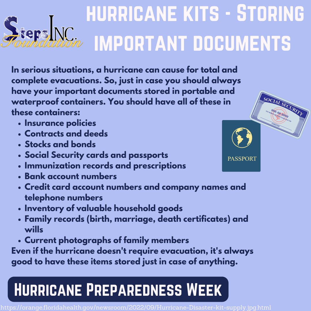Stay informed by monitoring weather updates from reliable sources and following guidance from local authorities.

#stepsfoundationinc #samismyreason #ipledgetomakeadifference #hurricanepreparednessweek