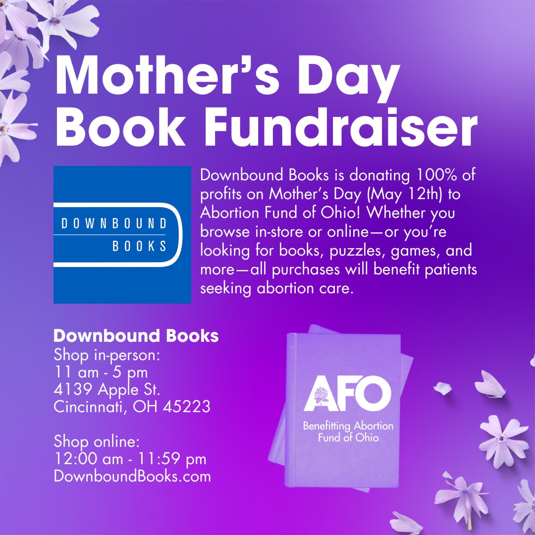 Our friends at Downbound Books are donating all profits—online & in-store—this Mother's Day to AFO! 💐 Proceeds will pay for patient needs—like the cost of appointments, transportation, childcare, & more. Be sure to stop by or shop online at DownboundBooks.com!