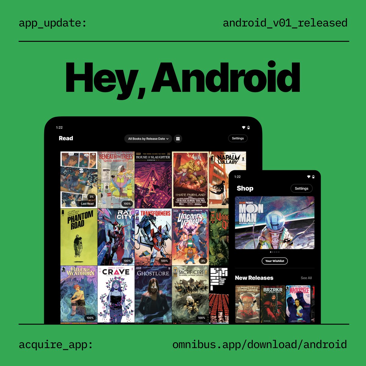 Omnibus for Android is now available! ↓ ↓ ↓ ↓ ↓ ↓ ↓ ↓ ↓ ↓ ↓ ↓ play.google.com/store/apps/det… It’s important to us that comics are more accessible in general. We’ve been hard at work to give fans on any platform access to the comics they love. Now, Omnibus is everywhere!