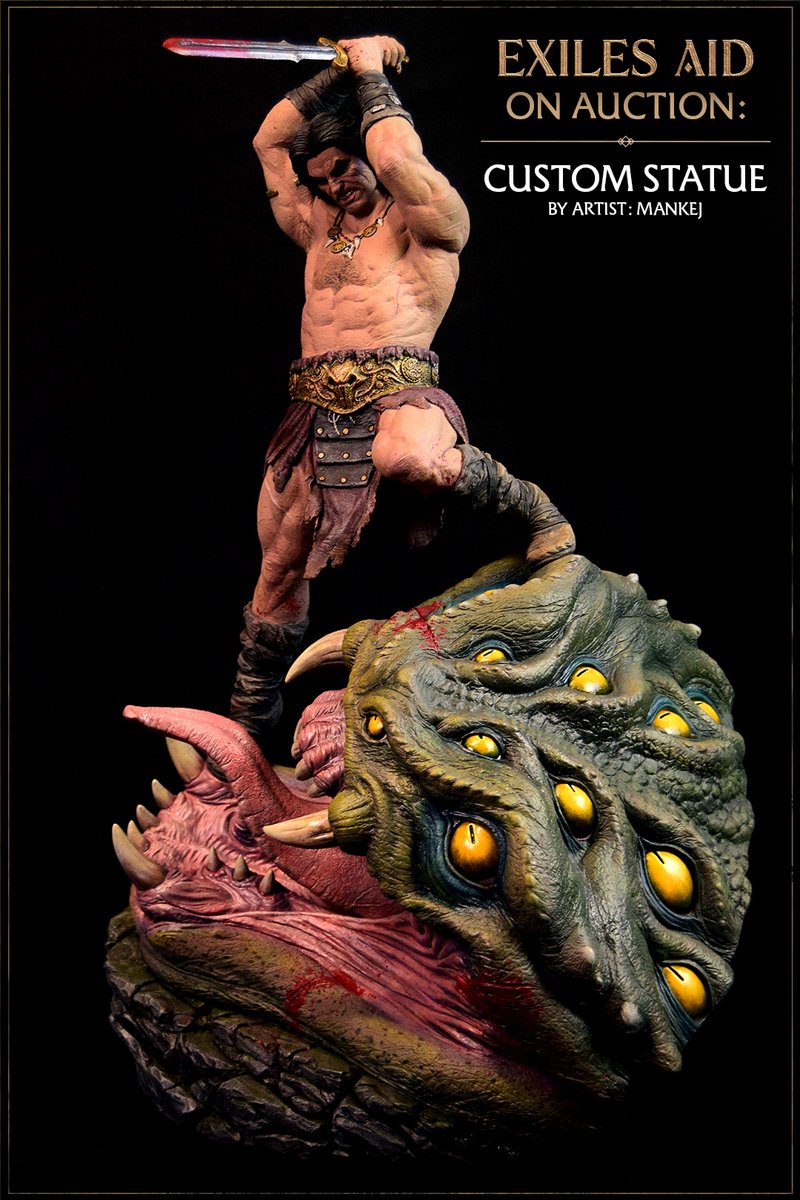 There's a few days left to bid on this amazing Conan custom statue by @Mankej_Design as part of our Exiles Aid charity campaign! All proceeds go to @SavetheChildren. Check out the auction here: bit.ly/ExilesAidAucti…