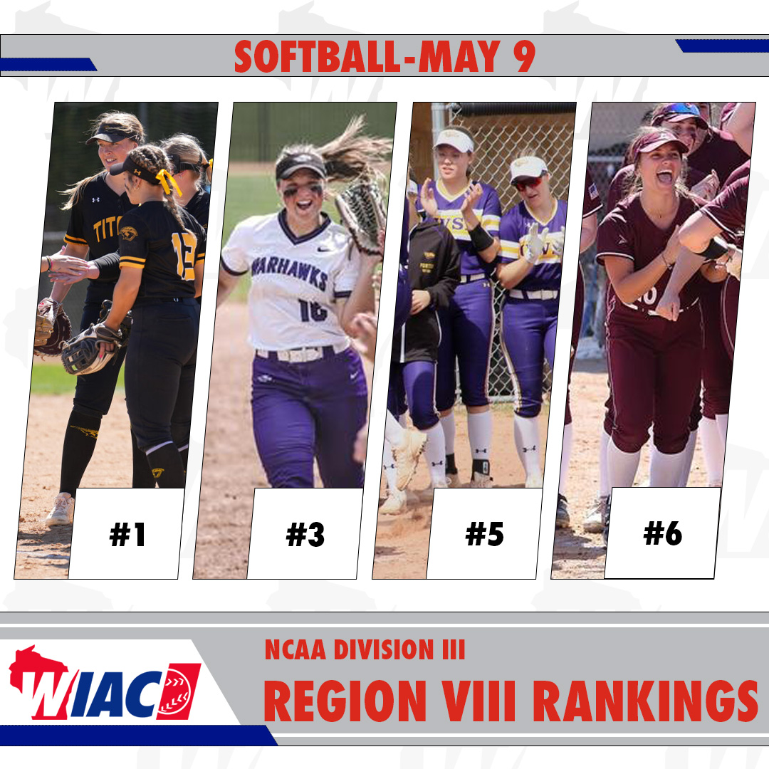 #WIACSB | @UWOshkoshTitans #⃣1⃣, @UWWAthletics #⃣3⃣, @UWSPAthletics #⃣5⃣ and @UWLAthletics #⃣6⃣ in this week's NCAA Division III Region VIII Rankings! #ExcellenceInAction #d3sb