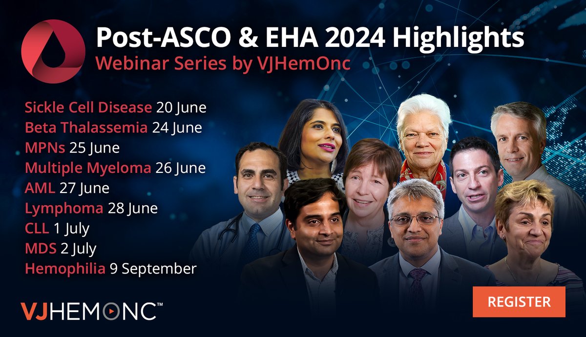 Join us for our Post-ASCO & EHA 2024 Highlights 📣 🩸 Featuring presentations & panel discussions on selected abstracts from #ASCO & #EHA 2024 🔦 REGISTER 👉 vjhemonc.com/feature/post-a… #EHA2024 #ASCO24 @harrisoncn1 @myelomaMD @Daver_Leukemia @AnnaSureda5 @DrMDavids @Dr_AmerZeidan