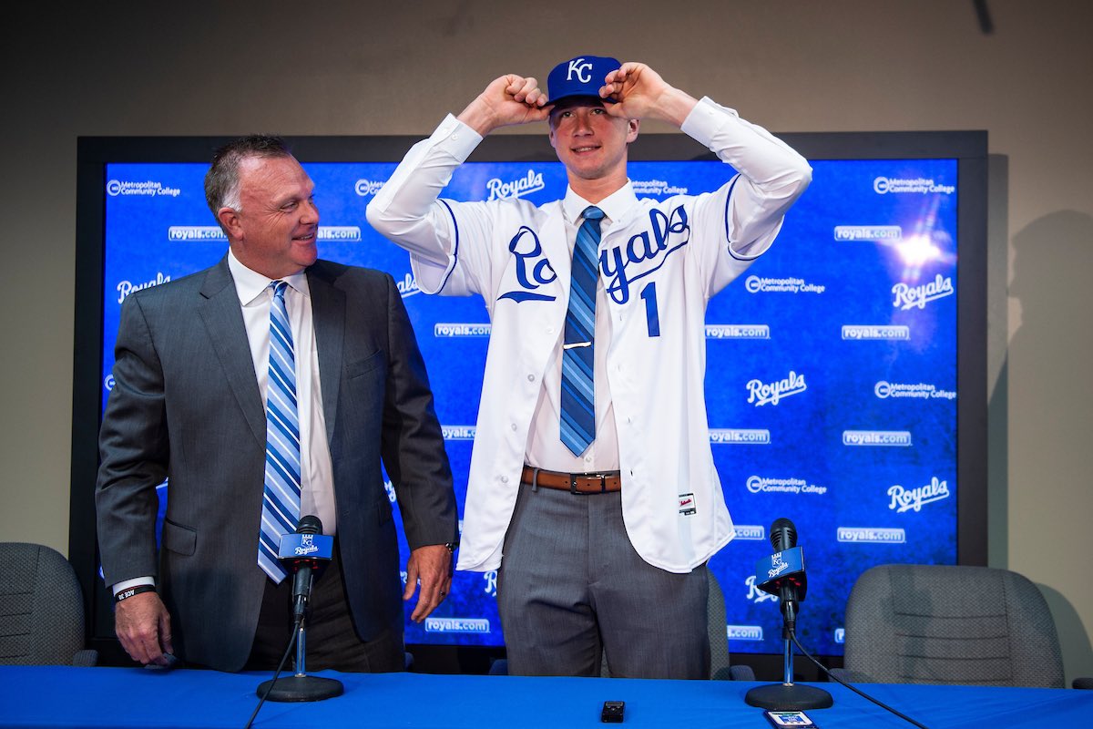 A winner in his 100th career MLB start yesterday. A salute to Brady Singer with photos from the day he signed with the #Royals on July 3, 2018! #RaisingRoyals 🧱x🧱 #tbt 📸 @JasonHannaphoto