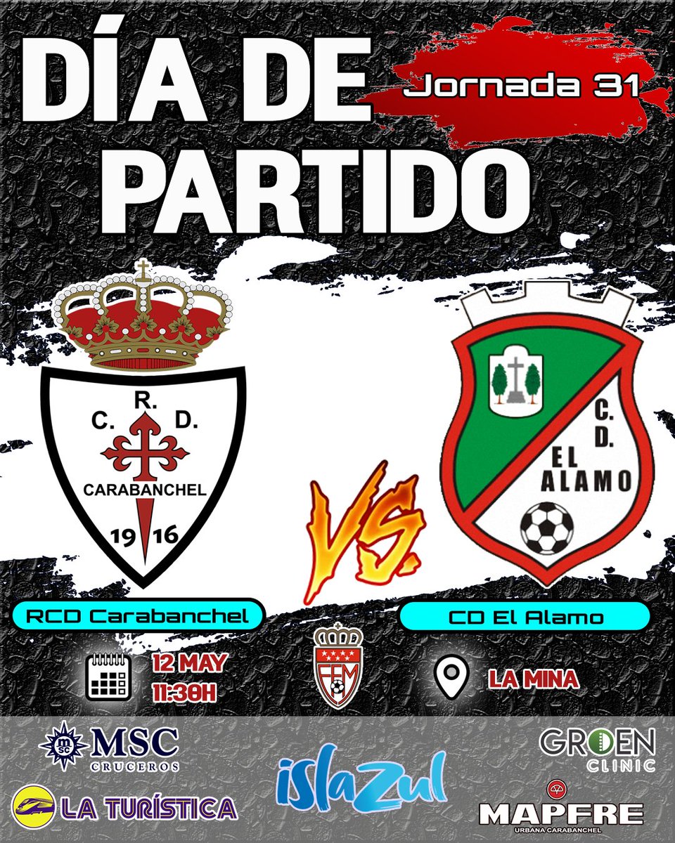 Real Club Deportivo Carabanchel (@rcdcarabanchel) on Twitter photo โฝ๐๐๐ ๐๐ ๐๐๐๐๐๐๐โฝ
๐ ๐๐ผ๐ฟ๐ป๐ฎ๐ฑ๐ฎ ๐ฏ๐ญ
๐ <a href="/CD_El_Alamo/">Club Deportivo El รlamo</a>
๐
๐ฏ๐๐๐๐๐๐ 12 de ๐ธ๐๐๐
๐ ๐ณ๐ ๐ด๐๐๐
๐ฆ ๐๐:๐๐ horas
#VAMOSCARAโชโซ
#OrgullodeBarrio๐ค๐ค โฝ๐๐๐ ๐๐ ๐๐๐๐๐๐๐โฝ
๐ ๐๐ผ๐ฟ๐ป๐ฎ๐ฑ๐ฎ ๐ฏ๐ญ
๐ <a href="/CD_El_Alamo/">Club Deportivo El รlamo</a>
๐
๐ฏ๐๐๐๐๐๐ 12 de ๐ธ๐๐๐
๐ ๐ณ๐ ๐ด๐๐๐
๐ฆ ๐๐:๐๐ horas
#VAMOSCARAโชโซ
#OrgullodeBarrio๐ค๐ค