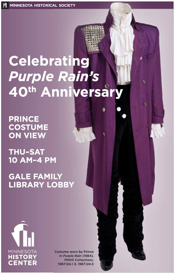 Celebrate 40 years of Purple Rain! 💜 From May 9 to July 27, the iconic outfit worn by Prince in his movie Purple Rain (1984) will be on display at the @mnhistorycenter