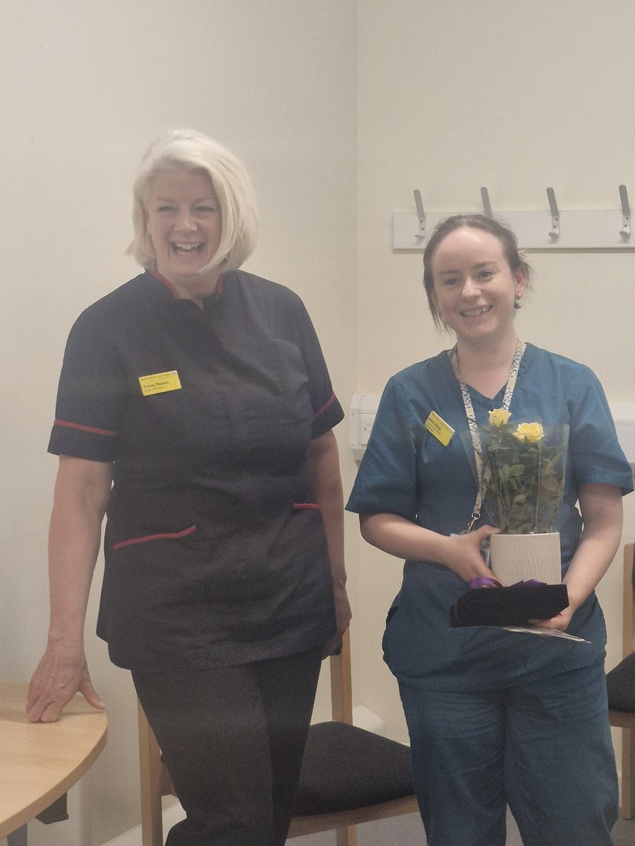 Special moment today as our Director of Nursing, Tracey Reeves,  presented our CSWs, Monica and Helen, their Cavell Star Awards, for going above and beyond supporting cancer patients #LWBC with Personalised Care & Support #CavellStarAward @RoyalDevonNHS