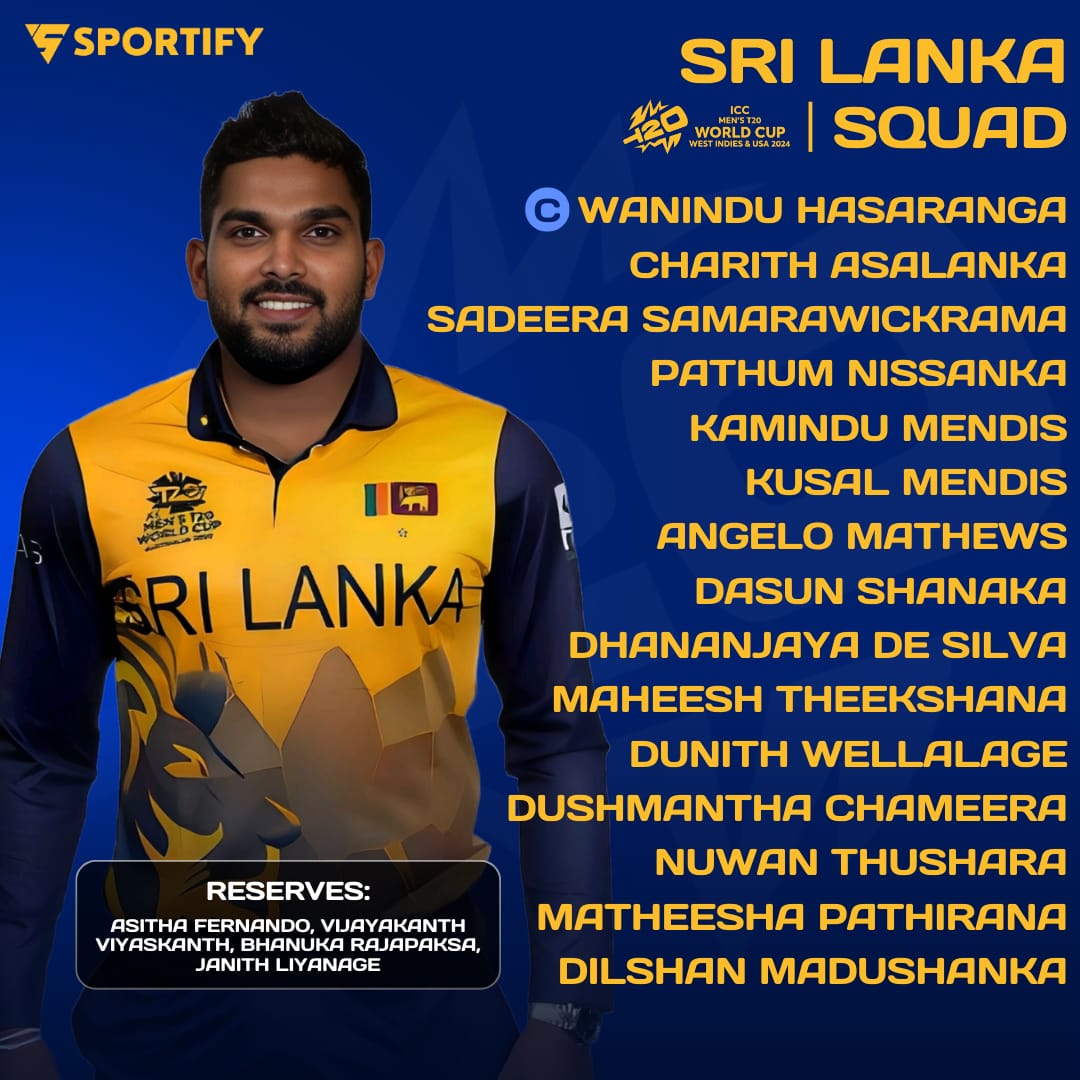 THE LANKAN LIONS ARE READY TO ROAR! 🦁

Sri Lanka announces their Squad for the T20 World Cup 2024! 💥 

Get ready for a fierce battle! 🔥 

#Sportify #SportsNews #SriLankaSquad #T20WorldCup #LankanLions #Cricket #SLC #T20WC2024
