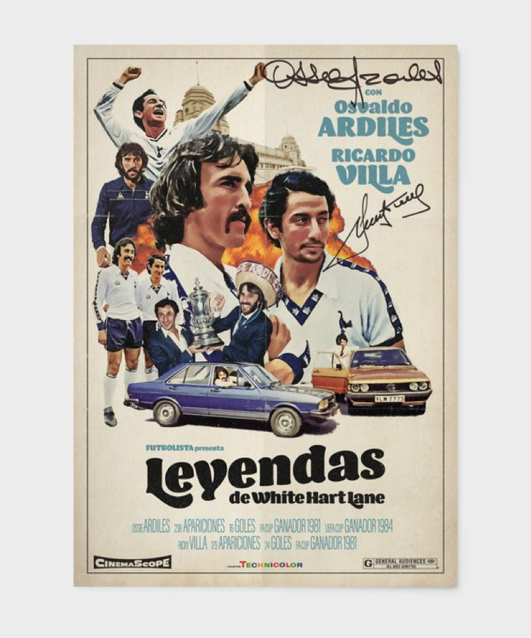 More great work by Mark @futbolistaUK @osvaldooardiles & Ricky have SIGNED a limited run of these brilliant vintage style movie posters, available to buy at futbolista.co.uk/products/leyen… Up the Spurs!