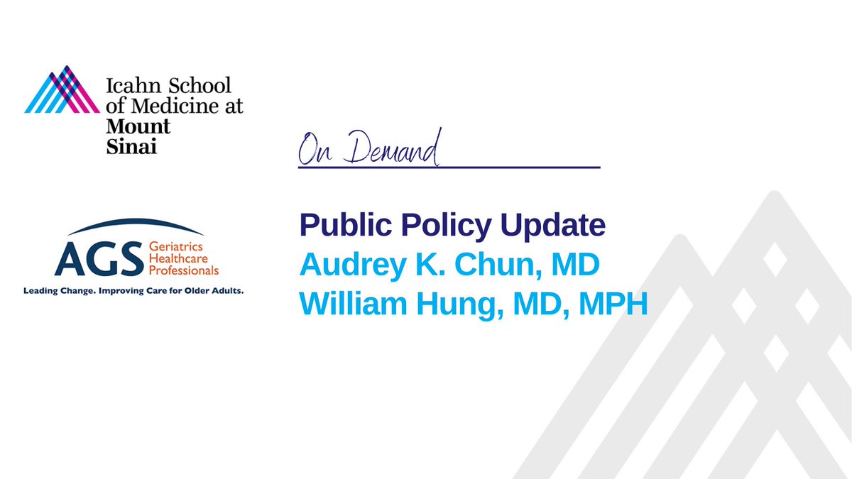Don't forget to check out the on-demand Public Policy Update by Drs. Audrey K. Chun and William Hung! #AGS24