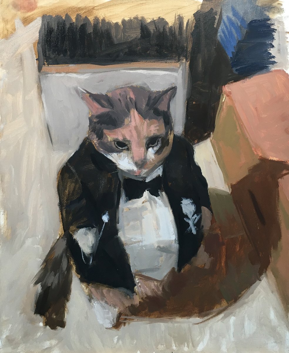 le cat oil on canvas panel