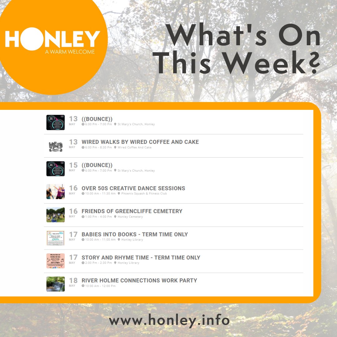 Check out 'What's Happening Around Honley' this week with our 'What's On' page - There's something for everyone! Also, if have an event (in Honley) that you'd like to publicise, you can also do that at the link below... honley.info/whats-on #Honley #KeepItLocal #Events