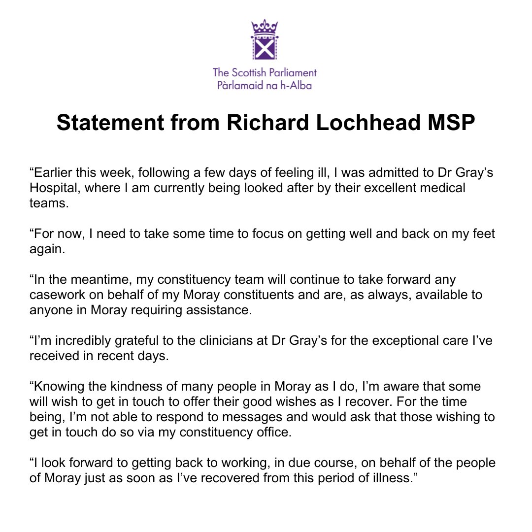 A message from @RichardLochhead for his Moray constituents: