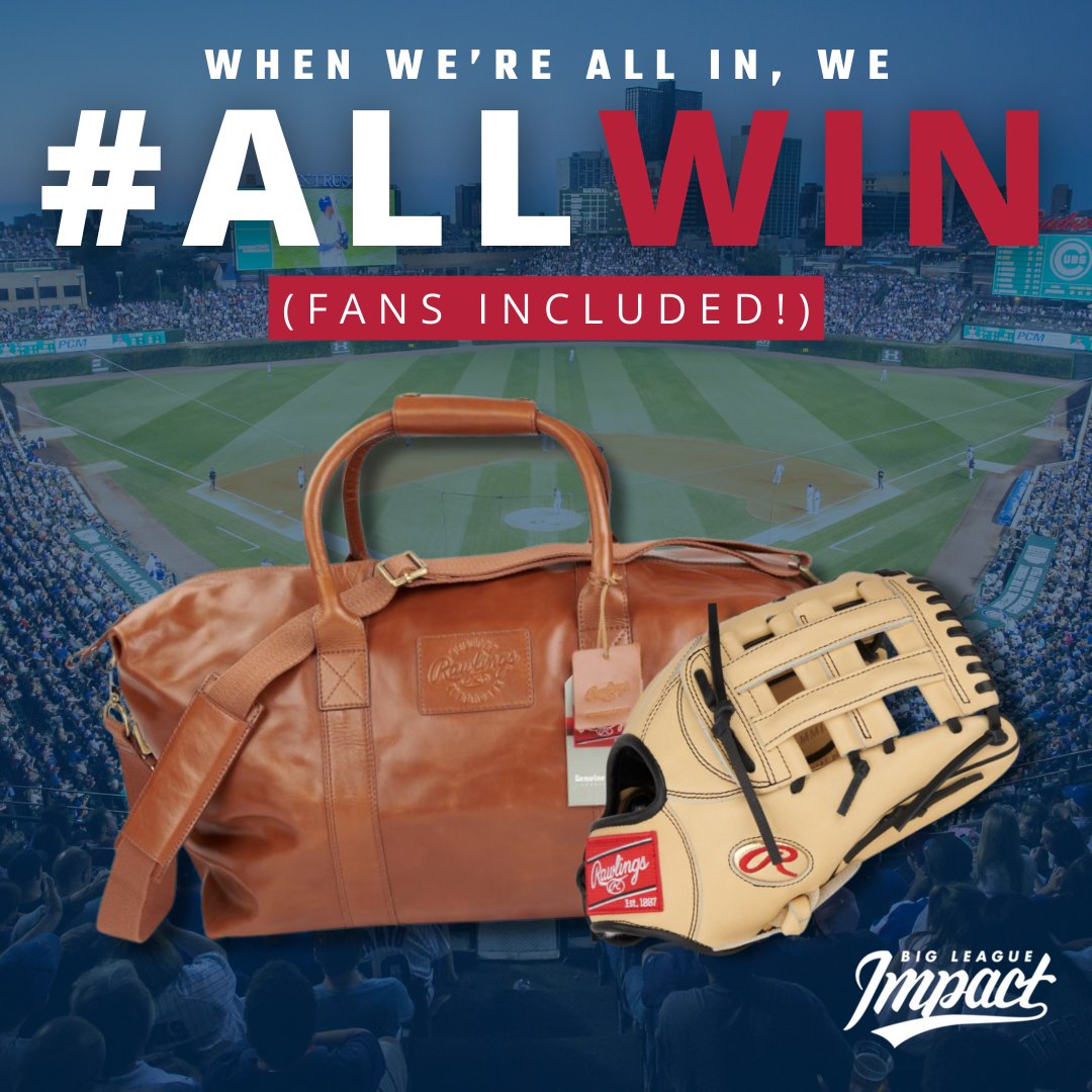 When we're all in, we #ALLWIN — fans included! Donate $250+ to ANY of our 2024 #ALLWIN fundraising campaigns and be entered to win a premium leather good item of your choice from @RawlingsSports! Learn more at bigleagueimpact.org/allwin. @kgib44 @UncleCharlie50 #bigleagueimpact