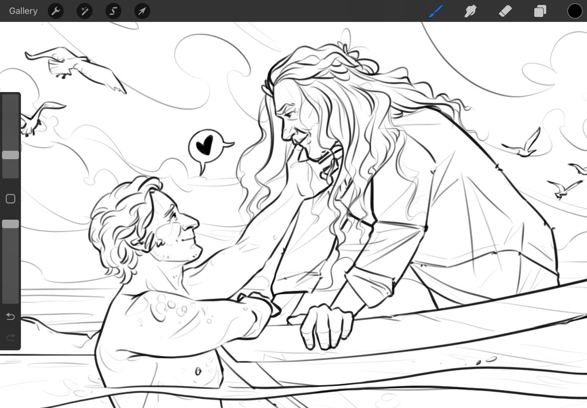 Linework is done, look at those luscious locks!!!! On to colouring… 🫠