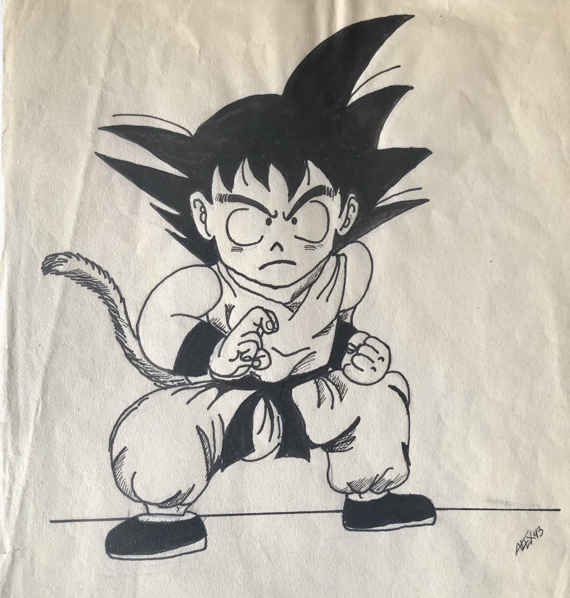 Era 1993 mi afición por dibujar se vio asaltada por un estilo manga japonés que revolucionaría nuestra forma de dibujar, la primera vez que dibujé a Goku. Gracias sensei AKira Toriyama. D.E.P 
El Día 9 de mayo por cómo se lee la cifra (9/5) en japonés: GO (cinco) y KU (nueve)