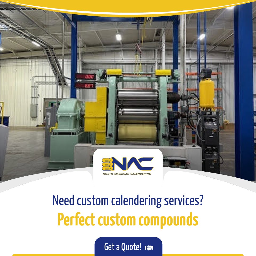 nacalendering's tweet image. North American Calendering delivers top-notch custom calendering services tailored for # i.mtr.cool/zemflimmlv manufacturers, #engineers, and designers. NAC offers #calenderingservices, #materialconverting, #customcompounds, and #fabricdesign