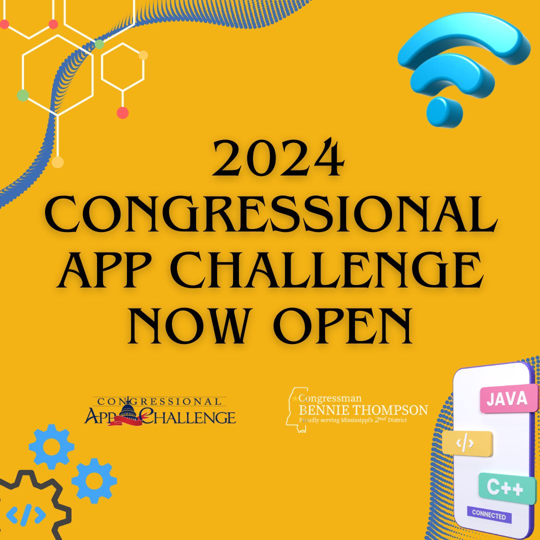 The 2024 Congressional App Challenge has officially launched! If you are an MS02 middle or high school student and have a great idea for an app to help your community, learn more @CongressionalAC and submit your project by October 24!