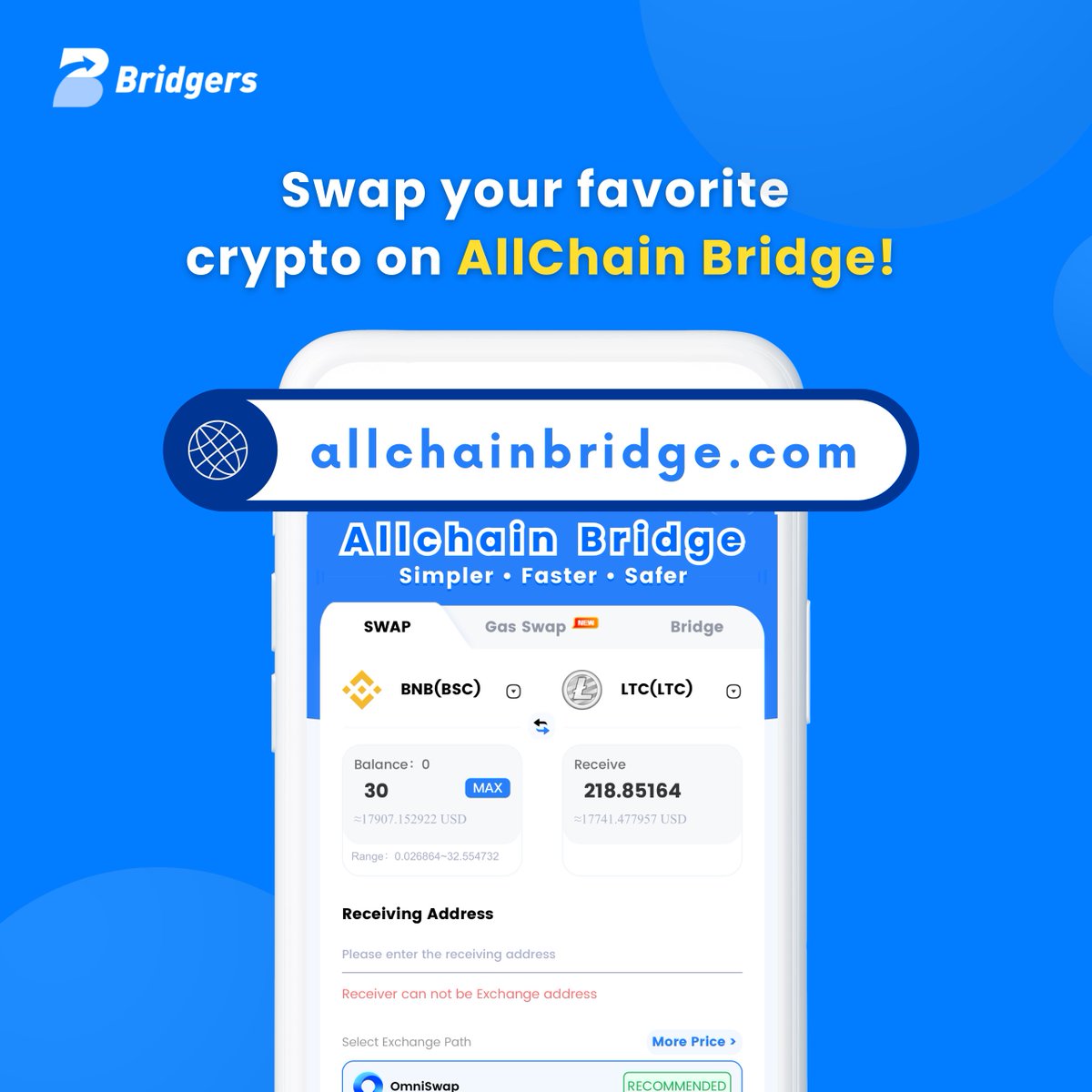 AllChain Bridge allows you to exchange over 400+ #cryptocurrencies in multiple network. We offer: ✅ Best Exchange rates ✅ 50% discount on swap fees ✅ Wide selection of cryptocurrencies ✅ Fast, secure, and simple platform 🔗 Swap now: allchainbridge.com