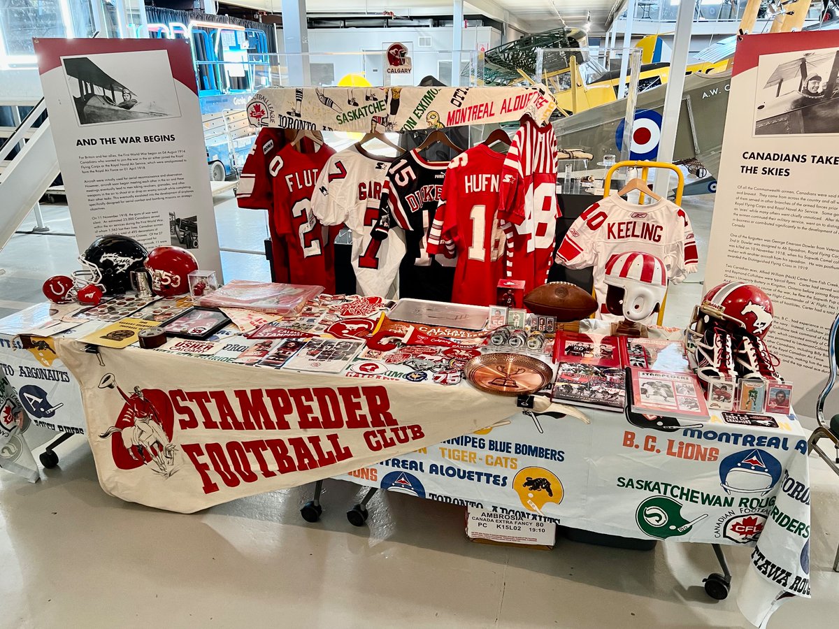 Check out Calgary and Central Alberta Heritage School Fair until 1 pm today at the Hangar Flight Museum. There are 90 great displays by junior high students in different categories on the history of Alberta and Canada. I was asked to do a display on Calgary Stampeders history.