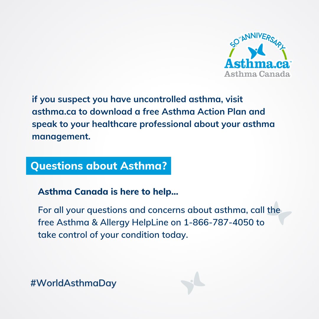 If asthma is keeping you from doing the things you love in life, it may be a sign that your #asthma is uncontrolled Take a moment to assess your asthma control by answering these 5 questions👇 #WorldAsthmaDay #AsthmaAwarenessMonth Asthma Action Plans: asthma.ca/get-help/livin…