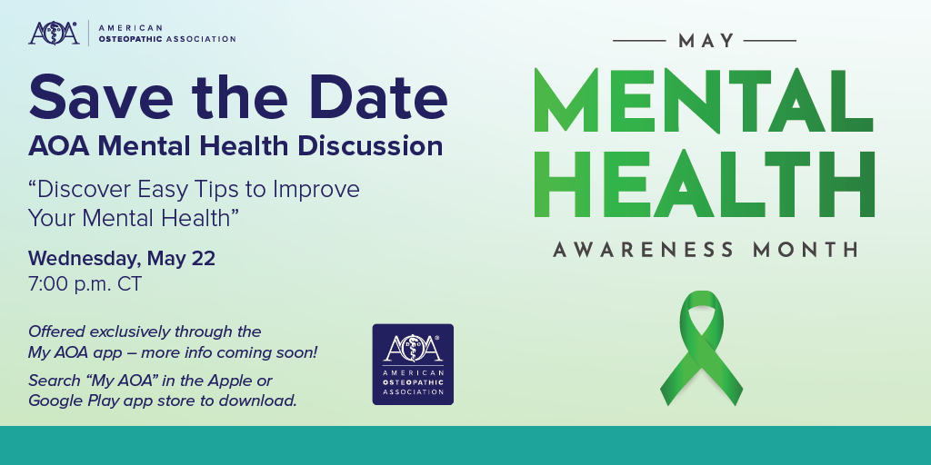 In honor of Mental Health Month, we aim to increase our efforts to raise awareness, encourage understanding, and promote discussion around mental health issues and solutions. Join the panel conversation to receive valuable advice from DOs who understand your challenges.