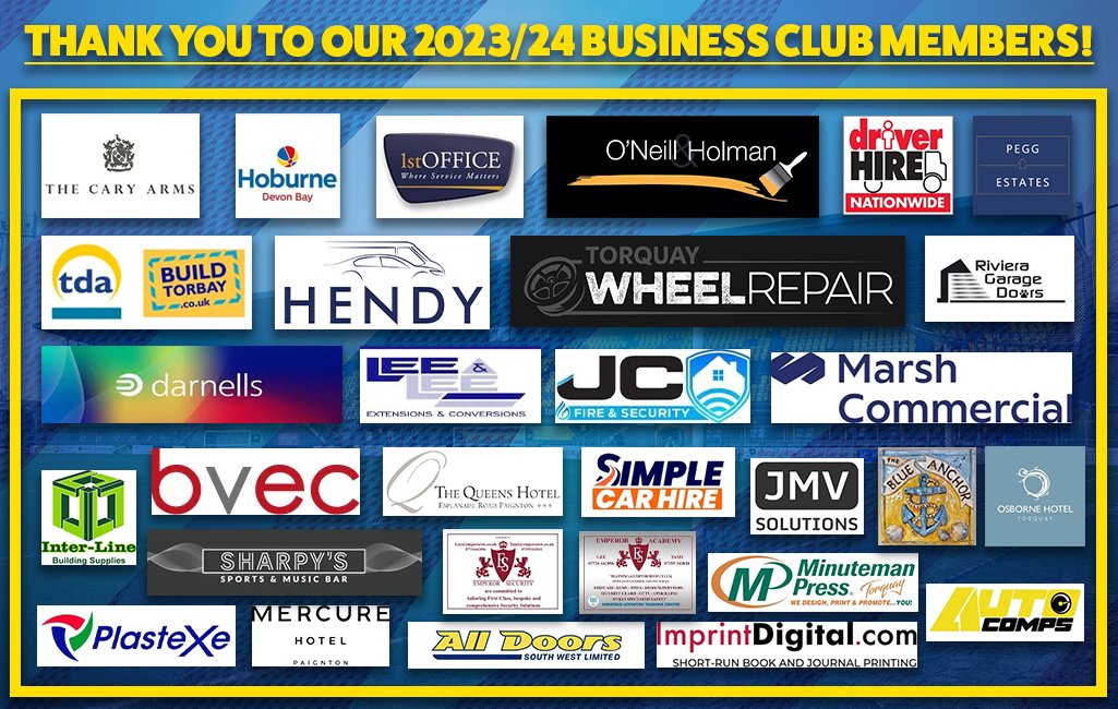 🟡 Thanks To Our BMC Members! Torquay United would like to place on record its thanks to everyone in our Business Members Club for their valued support during 2023/24. 👉 tinyurl.com/3u884jjs #tufc