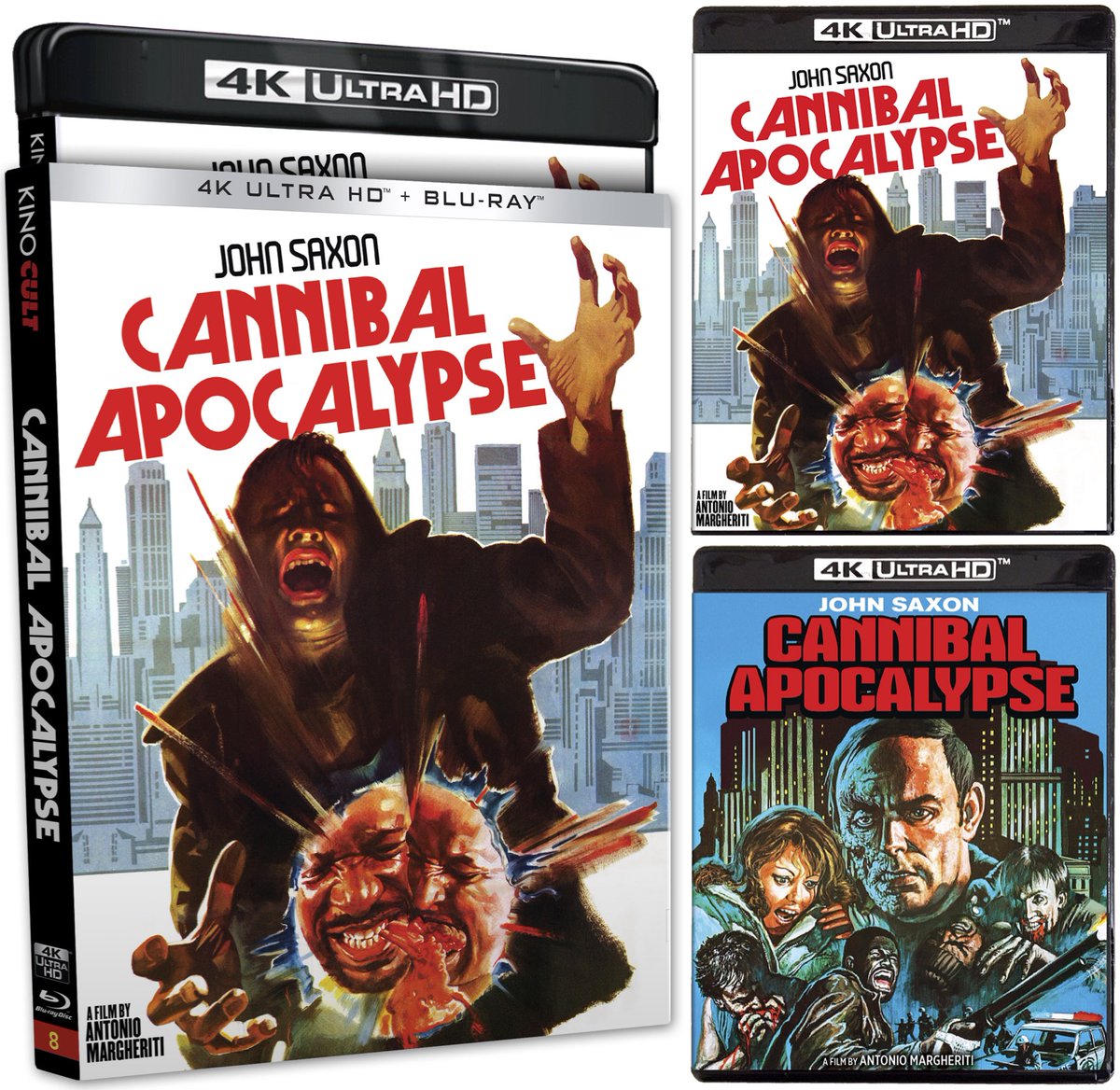 Coming July 16th on 4KUHD! kinolorber.com/product/cannib… Kino Cult #8 Cannibal Apocalypse (1980) Cannibals in the Streets / Invasion of the Flesh Hunters DISC 1 (4KUHD): • 2020 UHD SDR Master by StudioCanal – From a 4K Scan of the 35mm Original Camera Negative • Audio Commentary…