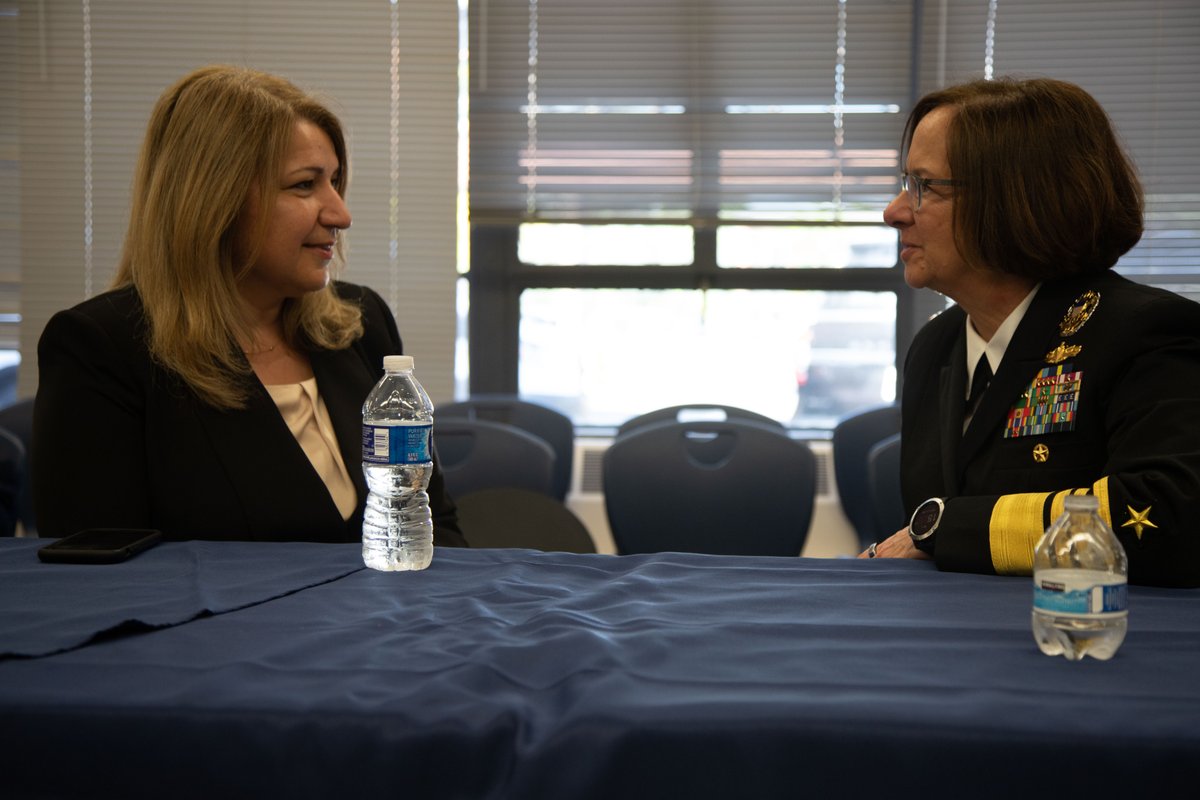 Chief of Naval Operations Admiral Lisa Marie Franchetti, addressed the students @RickoverNavalHS, sharing her experience in the Navy as well as serving as the first female on the Joint Chiefs of Staff, and presented Montserrat L. with a scholarship!