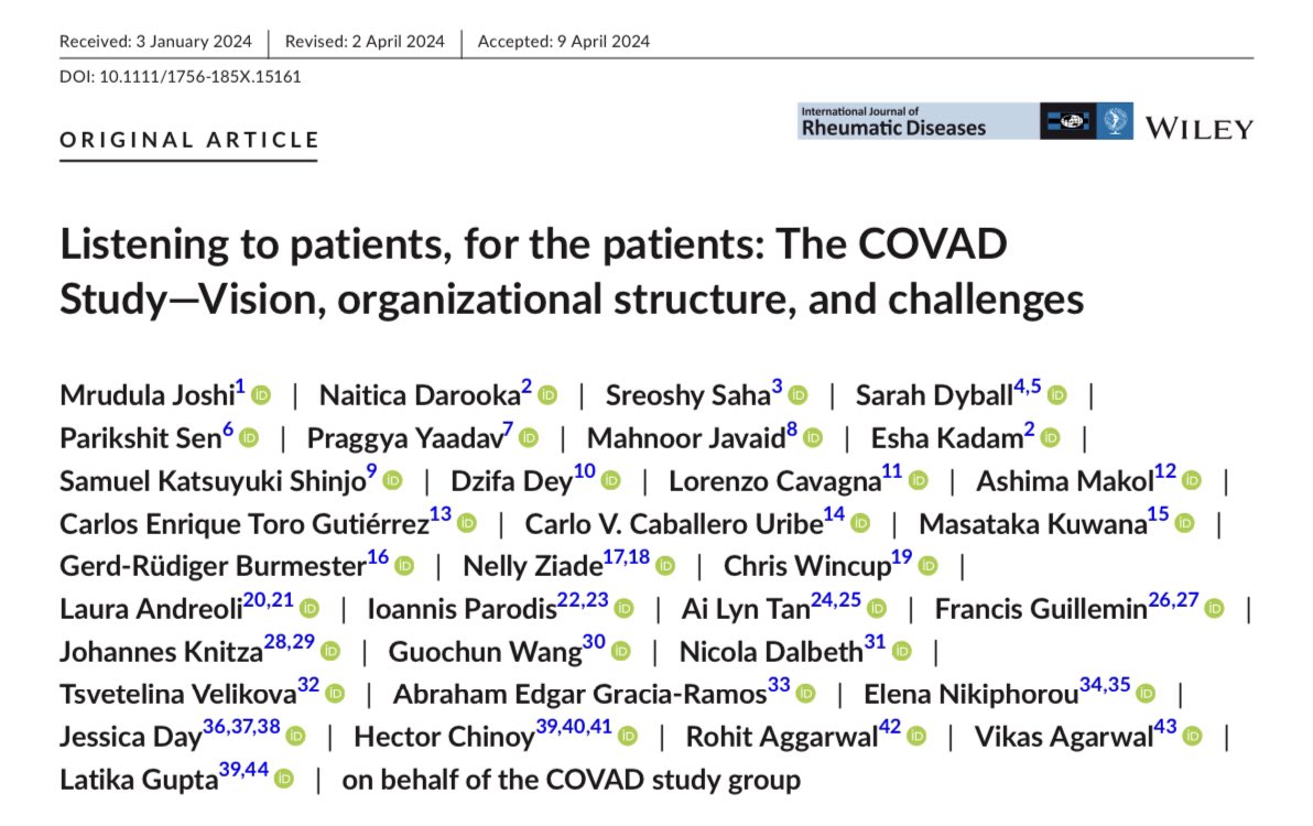 Listening to patients, for the patients: The @CoVADStudy —Vision, organizational structure, and challenges Congratulations my friends 🥳👏🏼🎉 Here we go 😃 onlinelibrary.wiley.com/doi/full/10.11…