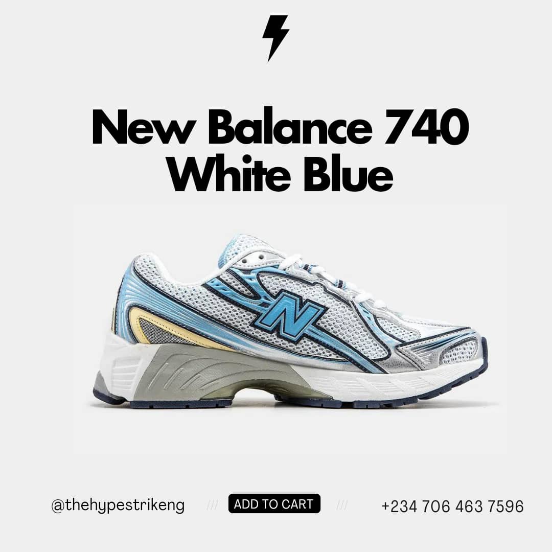 The New Balance 740 White Blue🥶 Sizes | 38 - 45 | Price: N80,000 #sneakers #sneakersaddict #sneakerheads #explore #trending #trendingnow #gym #fitness #retail #onlineshopping #emmanuel #HalaMadrid