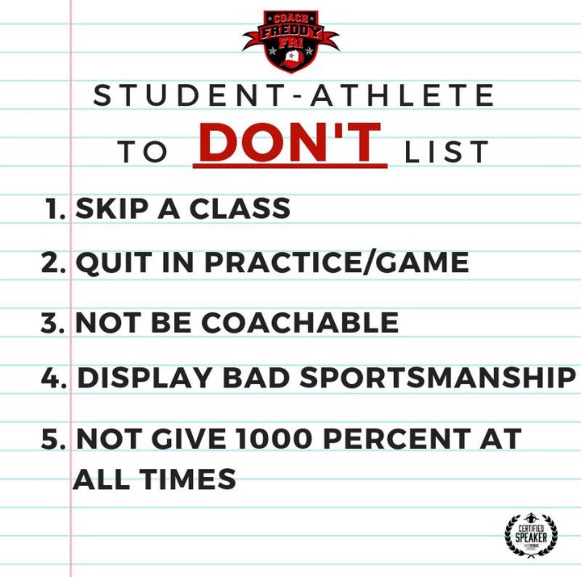💯💯💯 via @coachfreddyfri (IG) #Student1stAthlete2nd