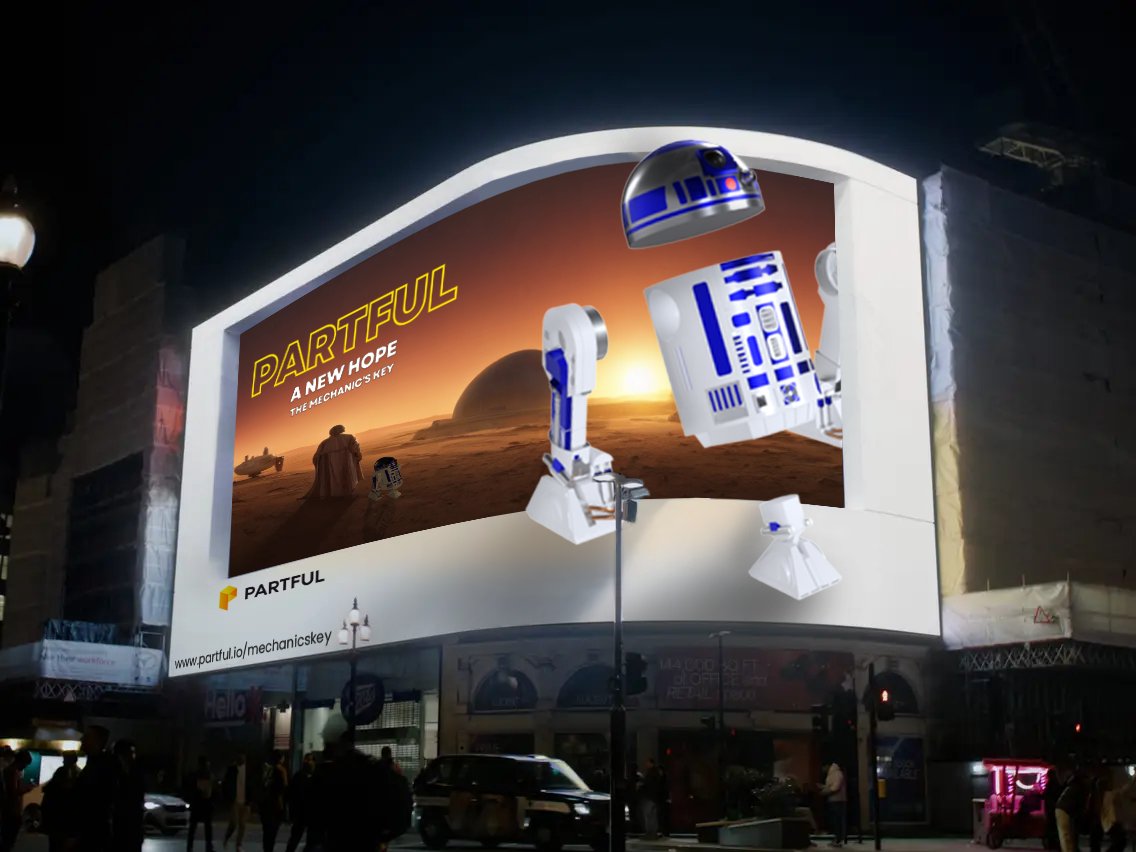 If we could afford a billboard to promote our new feature launch, it would look a little like this... 👉 Take the tour of our new CAD and SBOM update now! - bit.ly/3yaFzdr #3D #PartsCatalog #SpareParts #StarWars #Engineering #ANewHope #R2D2 #Fanfiction #Tech #CAD