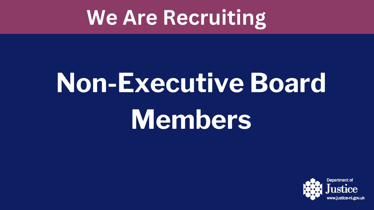 CLOSING DATE 15 MAY: We are recruiting non-executive board members for the department and three of its agencies. Find out more on our website. justice-ni.gov.uk/news/competiti…
