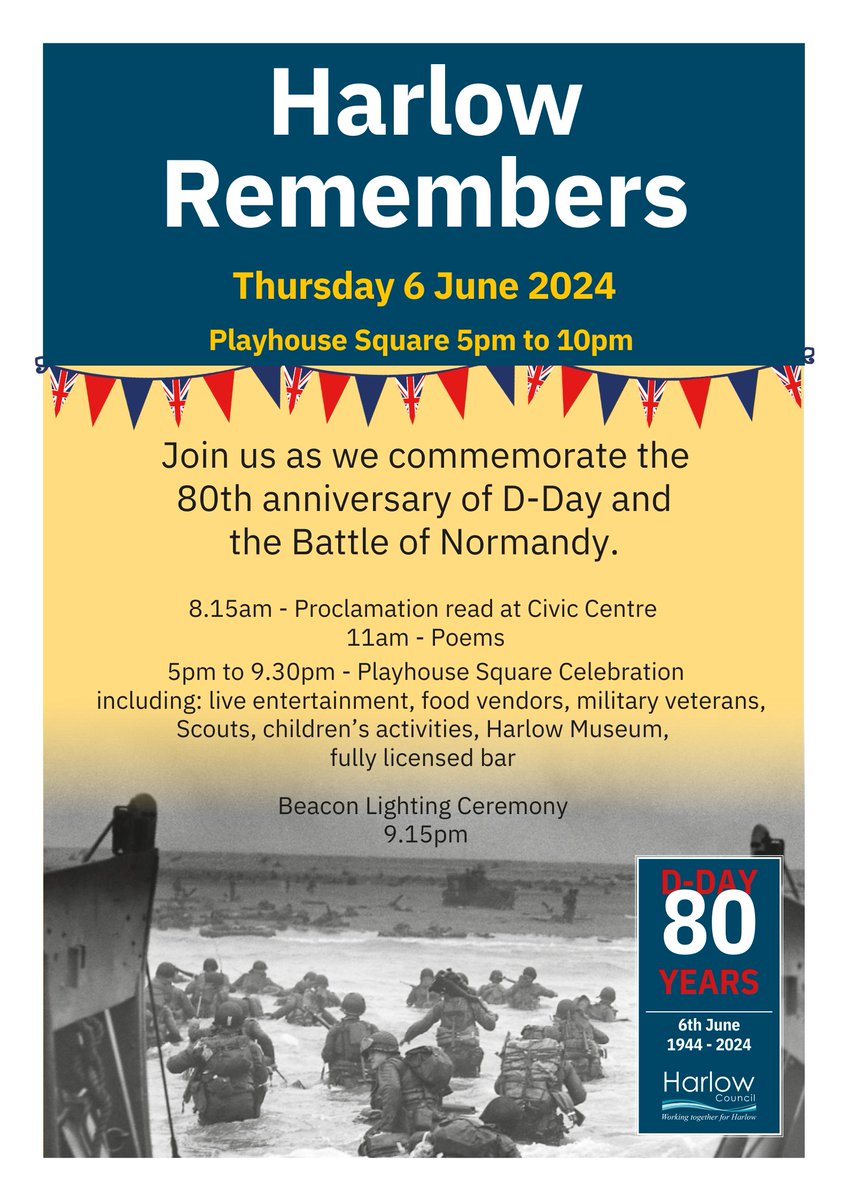 Join us on Thursday 6 June as we mark the 80th anniversary of D-Day and the Battle of Normandy. There will be events throughout the day, culminating with a special event in Playhouse Square from 5pm. More details to follow so watch this space 👀