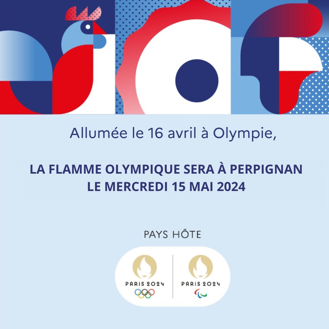 #Paris2024 | 📅 J-7 avant le passage de la flamme olympique à #Perpignan ! ✅ Karine P. enseignante, Béatrice R étudiante sportive de haut niveau, @yvanauguet, Président @upvd1, Benoît Roig, président @unimesfr et par Juliette C. étudiante en STAPS porteront la Flamme olympique !