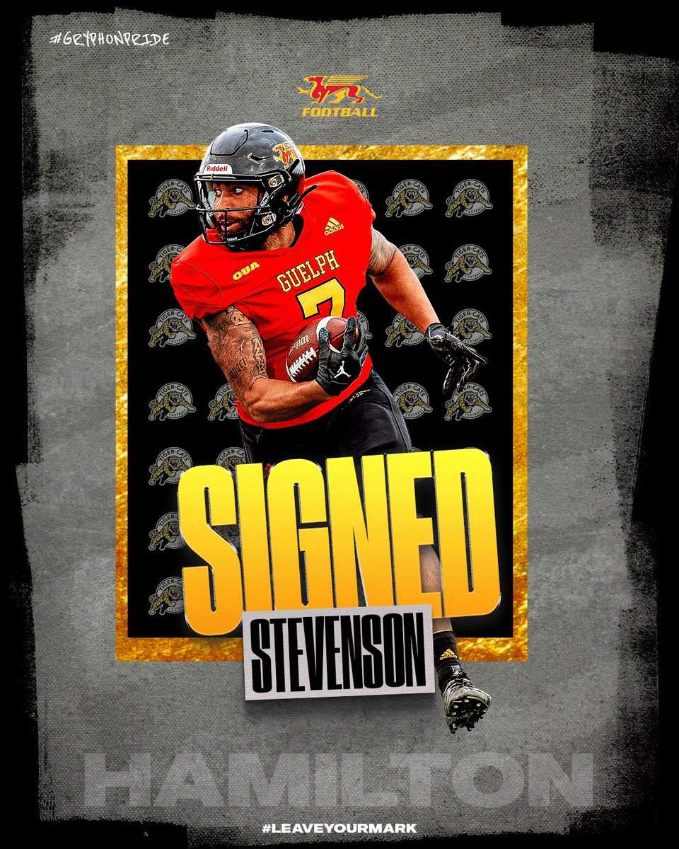 Congratulations to Kaine Stevenson for signing with the @Ticats ahead of training camp! 📝🏈 #GryphonPride #LeaveYourMark