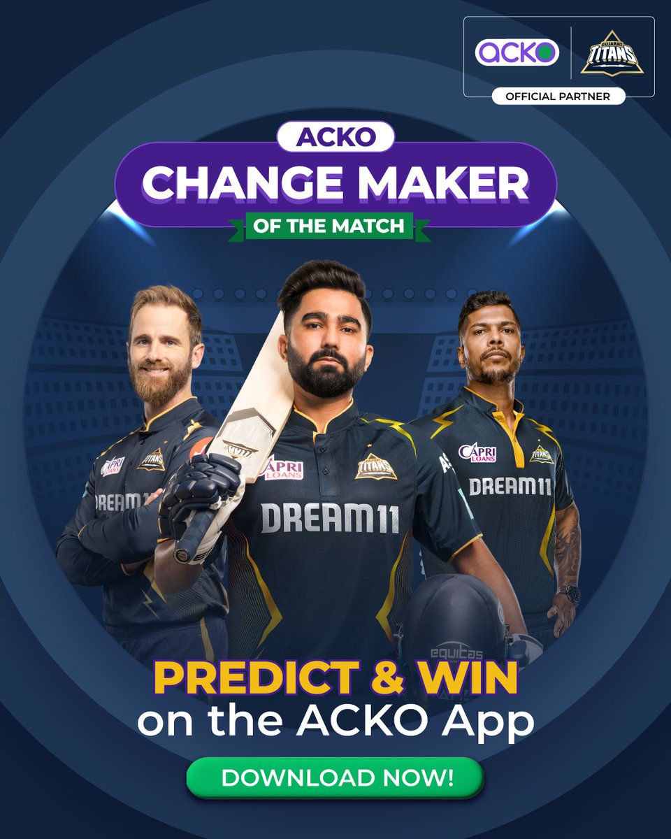 The moment of truth is here! The field is set up, the players are all set, and the anticipation is building! Who's going to be the change maker of the match? Guess the name and win official #GT merchandise! Rules: • Download the ACKO app to participate. • Choose the Change…