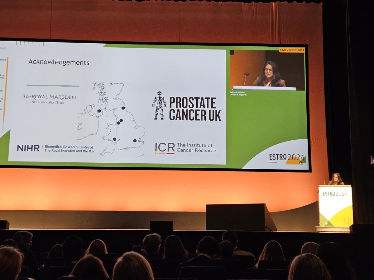 Fantastic to see @Priyankapetal present the results of the @ProstateUK funded TRAP trial at #ESTRO2024

The team @ICR_London found by combining radiotherapy with hormone therapy, some men with advanced #prostatecancer can avoid chemotherapy

📖 Read more: bit.ly/4aYJDfr