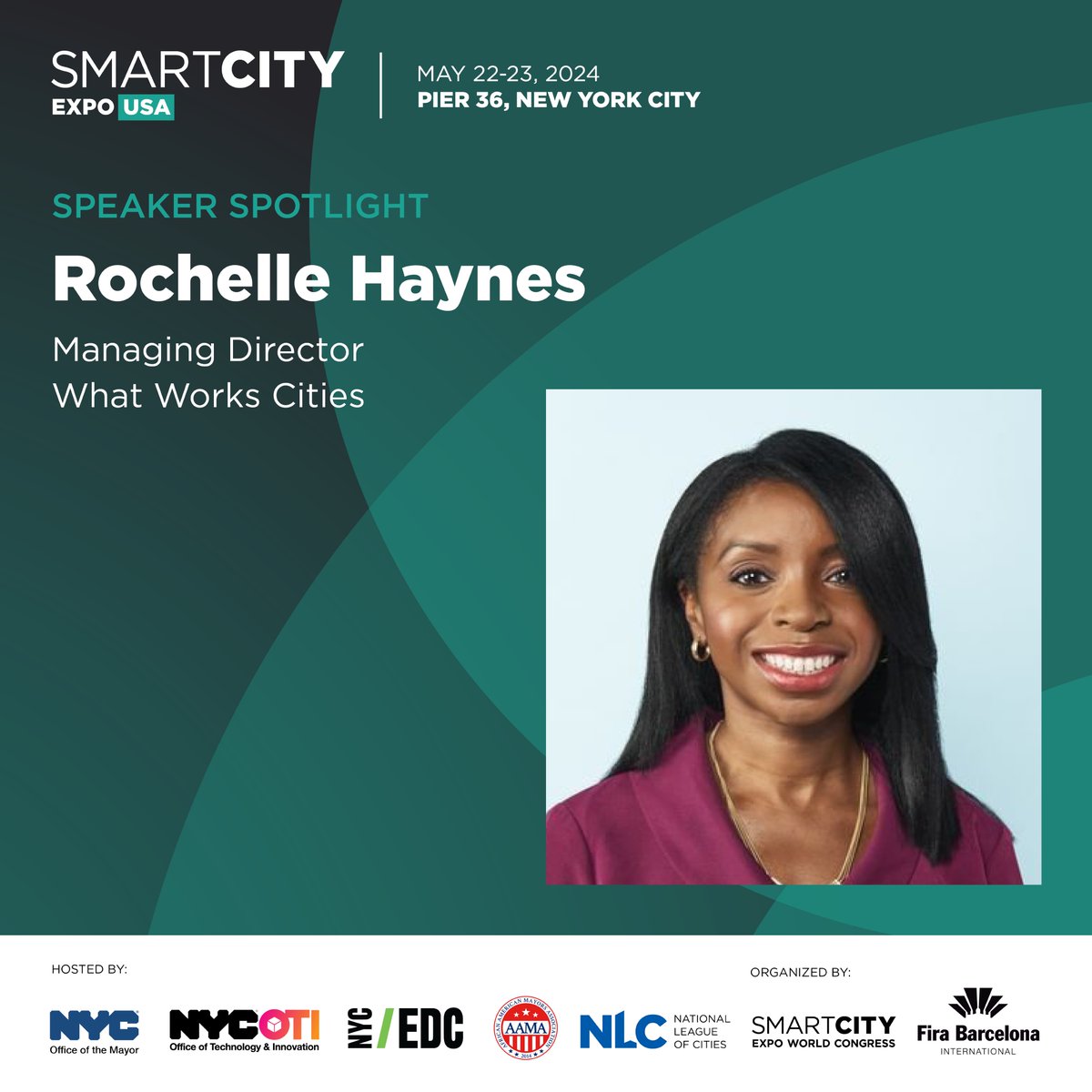 Join us at @SmartCityExpoUS! On 5/22, @RVHaynes will host a session with AI experts from across the U.S.. They'll chat about equity, resident participation, and what cities will look like in 10 years. Use SPEAKER20 for a 20% discount on tickets at smartcityexpousa.com!