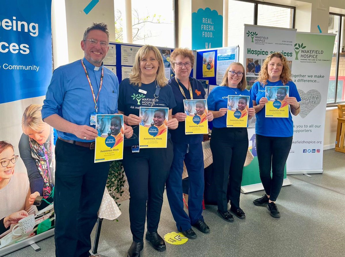 Our team have really enjoyed teaming up with @pwhospice, @MidYorkshireNHS, @TheKirkwood_UK & @AgeUKWakefield to mark #DyingMattersWeek at pop up events across the #Wakefield this week 💚 Not been able to make it to an event? Not to worry! Lisa Henry and Lisa Spurr from our