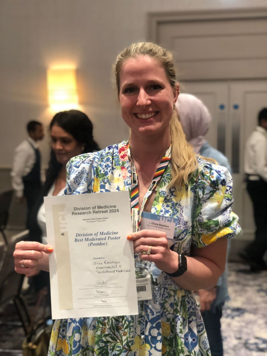 Congrats to @OliviaBracken1 on winning the Best Moderated Poster for postdocs at the <a href="/DoM_UCL/">DoM_UCL</a> Research Retreat! 🎉🥳 Exciting data showing how IL-15 mediates NK receptor-mediated cytotoxicity in CD8 senescent T cells