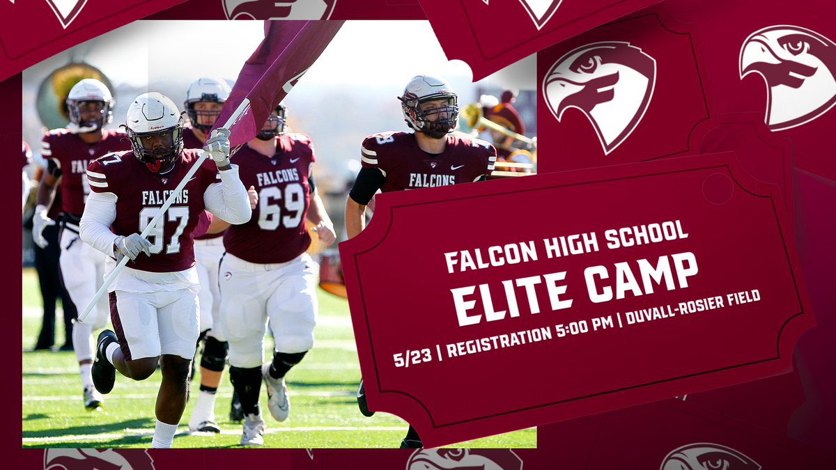 🚨Show up. Show out. Get developed🚨 Come compete on May 23rd! #SOAR24 falconfootball.totalcamps.com/About%20Us