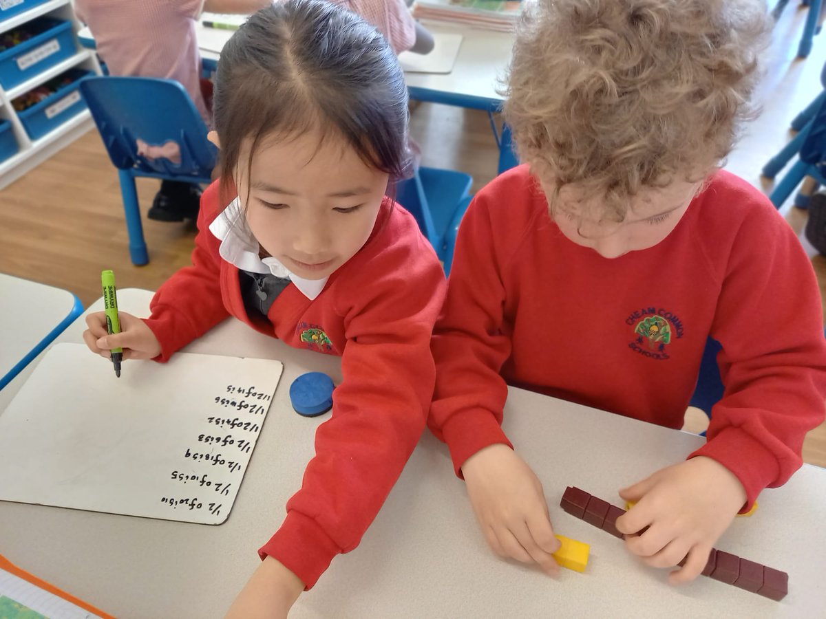 Year 1 mathematicians on the rise! Today, they tackled finding fractions of differ amounts by using cubes to help them share out into different parts. Great work. @LEO_maths #WeAreLEO