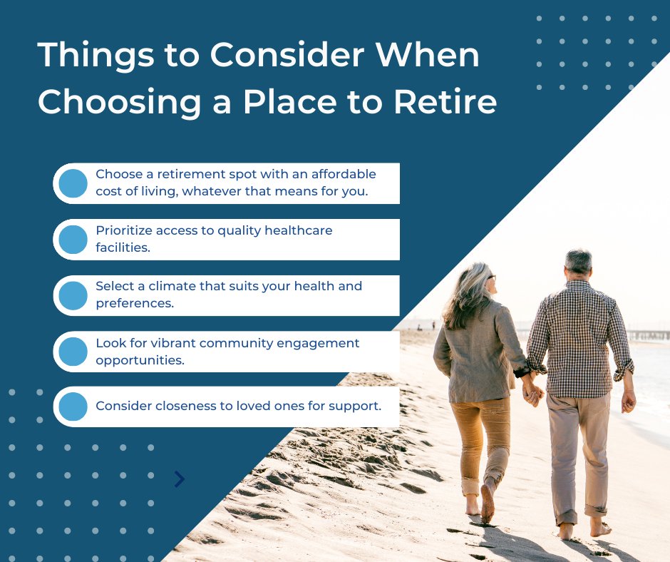 Happy #ThrivingRetirementThursday!  Looking for the ideal retirement spot? Factors like tax rates, healthcare facilities, and community activities are crucial. Let’s find a place that aligns with your retirement dreams and budget. #RetirementPlanning #Retirement